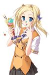  akino_takehiko bettou_izumi-shizuka_scarlett blonde_hair blue_eyes double_scoop food highres ice_cream necktie scarlett school_uniform short_hair solo 