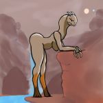  alien breasts canyon female horn humanoid outside river sketch vulpes_helios_(artist) 