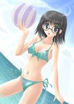  artist_request ball beach bikini day glasses kurihara_touko outdoors side-tie_bikini solo swimsuit tenshi_no_inai_12-gatsu 