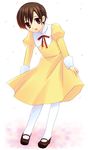  artist_request dress fujioka_haruhi long_sleeves ouran_high_school_host_club pantyhose solo white_legwear 