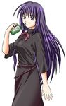  black drink ever_17 juice_box komachi_tsugumi long_hair long_sleeves lowres melty_blood parody purple_hair solo steed_(steed_enterprise) tsukihime 