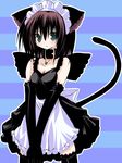  animal_ears black_gloves cat_ears collar copyright_request elbow_gloves gloves kannon_ouji maid solo tail thighhighs 