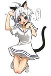 animal_ears blush cat_ears dress happy original shorts solo tail takano_saki white_hair 