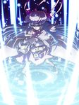  akakage_red belt blue_hair capelet hat hat_ribbon jewelry key keychain lock long_hair magic_circle patchouli_knowledge ribbon ring solo spell_card touhou 