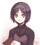  black_hair book gothic hairband inou_shin long_sleeves original short_hair simple_background sketch solo yellow_eyes 