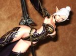  choker dark_elf detached_sleeves dutch_angle elf figure lineage lineage_2 model photo pointy_ears solo weapon 