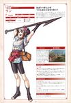  :d absurdres armpits arms_up bag bandana barefoot bike_shorts breasts brown_eyes brown_hair character_name character_profile choker cleavage feet fingerless_gloves floral_print gensou_suikoden gensou_suikoden_v gloves harpoon hat highres japanese_clothes jewelry kizaki_sub-zero large_breasts lun official_art open_clothes open_mouth open_shirt pendant polearm sarashi sash scan shirt short_hair smile solo spear standing toeless_legwear toes translation_request weapon 