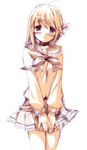  folded_ponytail komaki_manaka kunai_uri long_sleeves monochrome orange_(color) school_uniform serafuku sketch solo to_heart_2 