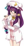  bespectacled black_eyes bottomless glasses hat long_hair long_sleeves patchouli_knowledge purple_hair r-type_nirvana solo touhou wand 