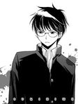  azuma_shouko glasses greyscale long_sleeves male_focus monochrome solo toono_shiki tsukihime 
