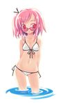  bikini inato_serere original pink_hair red_eyes short_hair solo sunglasses swimsuit wet 
