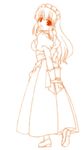  asahina_mikuru long_sleeves maid monochrome musashiya_chougenbou orange_(color) solo suzumiya_haruhi_no_yuuutsu 