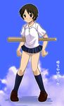  akadama baseball_bat konno_makoto miniskirt skirt solo toki_wo_kakeru_shoujo 