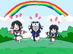  2girls ainu_clothes animal_ears artist_request aruruw dog_ears eruruw hakuoro inukami! layered_sleeves long_sleeves lowres multiple_girls parody rainbow utawareru_mono 