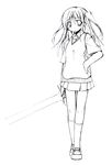  greyscale monochrome original school_uniform solo sword weapon yuuki_eishi 