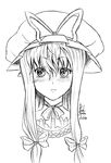  bad_source banned_artist blush greyscale hat long_hair monochrome reef ribbon solo touhou yakumo_yukari 