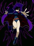  1girl belt boots cape cartoon_network dc_comics female flying full_body hood hooded_cape leotard nobumichi purple_eyes raven_(dc) solo teen_titans violet_eyes 