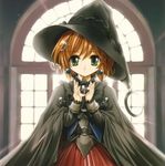  artist_request brown_hair character_request earring earrings green_eyes hat jewelry lowres source_request witch witch_hat 