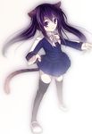  achiba animal_ears black_hair blouse bow cat_ears cat_tail child fairy_tail hands lens_flare long_sleeves mary_janes purple_eyes ribbon shoes skirt solo tail thighhighs twintails wendy_marvell zettai_ryouiki 