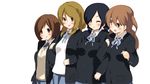  black_hair blush brown_eyes brown_hair extra k-on! kinoshita_shizuka long_hair multiple_girls satou_akane school_uniform short_hair side_ponytail sora_to_umi tachibana_himeko taki_eri twintails 