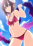  bare_shoulders bikini brown_hair nagami_yuu navel sekaiju_no_meikyuu sekaiju_no_meikyuu_3 shinobi_(sekaiju) solo swimsuit 