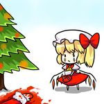  2118 bad_end bad_id bad_pixiv_id blonde_hair blood chibi flandre_scarlet hat lowres ponytail santa_costume short_hair side_ponytail solo tears touhou wings 