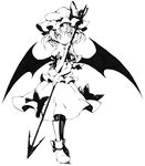  bat_wings hat monochrome remilia_scarlet rin_(royal) solo spear_the_gungnir touhou wings 