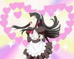  apron ar_tonelico ar_tonelico_ii black_hair closed_eyes doutanuki heart heart_hands jakuri k-on! long_hair maid maid_headdress moe_moe_kyun! parody solo 