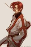  1boy gensou_suikoden gensou_suikoden_ii gloves jo_chen male male_focus military military_uniform red_hair redhead seed_(suikoden) short_hair solo suikoden suikoden_ii sword uniform weapon 