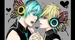  hatsune_mikuo kagamine_len magnet magnet_(vocaloid) male_focus milenkuo multiple_boys vocaloid yaoi 