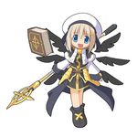  black_wings blonde_hair blue_eyes book chibi floating_book hair_ornament long_sleeves lyrical_nanoha magical_girl mahou_shoujo_lyrical_nanoha mahou_shoujo_lyrical_nanoha_a's multiple_wings schwertkreuz short_hair staff tome_of_the_night_sky unison waist_cape wings x_hair_ornament yagami_hayate yuichirou 