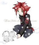  artist_request bakuten_shoot_beyblade beyblade casual cross cross_necklace dog eye_contact footprints green_eyes jewelry light_smile long_sleeves looking_at_another lowres male_focus necklace one_knee outdoors outstretched_hand pants profile puppy red_hair shoes smile sneakers snow snowing spiked_hair sweater turtleneck yuriy_ivanov 