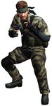  artist_request brown_hair gun headband male_focus metal_gear_(series) metal_gear_solid_3 naked_snake simple_background solo weapon white_background 