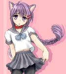  angelous_lazward animal_ears black_legwear braid cat_ears collar lowres male_focus oekaki original otoko_no_ko panties panties_under_pantyhose pantyhose purple_eyes purple_hair school_uniform seamed_legwear side-seamed_legwear single_braid solo underwear yagisaka_seto 