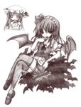  bat_wings izumi_yukiru monochrome multiple_girls patchouli_knowledge remilia_scarlet thighhighs touhou wings 