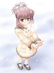  chikage_(sister_princess) long_sleeves masakichi_(crossroad) purple_hair sister_princess snow snow_bunny snowing solo 