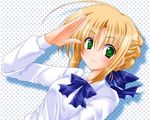  artoria_pendragon_(all) bangs blonde_hair blouse fate/stay_night fate_(series) kineya_emuko long_sleeves saber solo 