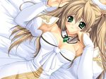  artist_request bed detached_sleeves game_cg green_eyes long_hair lovelaby solo swee_tiey_caramelize 