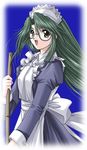  castle_fantasia glasses green_hair long_hair long_sleeves maid non-web_source profile solo yamamoto_kazue 