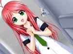  doorknob dutch_angle game_cg green_eyes long_hair mikan_(tanoshii_choukyou) red_hair reiten_(opoint) school_uniform solo tanoshii_choukyou 