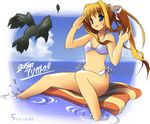  air bikini bird blonde_hair crow kamio_misuzu kantoku long_hair side-tie_bikini solo sora_(air) swimsuit 