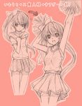  cheerleader mizuhara_yuu monochrome multiple_girls original pink pom_poms 