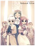  3boys acolyte animal_ears church cross flower glasses headdress hoon_park_jeong latin_cross leaf long_sleeves mouth_hold multiple_boys multiple_girls priest priest_(ragnarok_online) ragnarok_online 