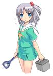  98se-tan artist_request blue_eyes os-tan school_uniform silver_hair solo 