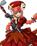  :d artist_request beret blue_eyes braid bunny_hair_ornament dress graf_eisen hair_ornament hammer hat holding holding_weapon long_hair long_sleeves looking_at_viewer lowres lyrical_nanoha mahou_shoujo_lyrical_nanoha mahou_shoujo_lyrical_nanoha_a's open_mouth orange_hair polearm red_dress simple_background smile solo twin_braids v-shaped_eyebrows vita weapon white_background 