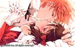  1girl bed couple hetero kiss long_sleeves lowres ooyari_ashito phill_junhers quartett! 