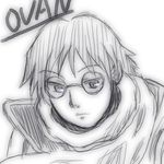  1boy glasses greyscale lowres male_focus monochrome ovan_(.hack//) solo yuura_shiu 