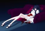  bleeding blood blue_hair gothic gothic_lolita gun handgun high_heels kunishige_keiichi lolita_fashion long_sleeves nocturne_(kunishige_keiichi) original revolver shoes solo thighhighs weapon 