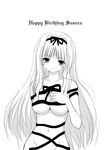  greyscale kusugawa_sasara long_hair monochrome naked_ribbon niwatori_kokezou ribbon solo to_heart_2 