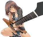  cigarette copyright_request electric_guitar gibson_explorer guitar instrument jewelry necklace perspective shihira_tatsuya shorts solo 